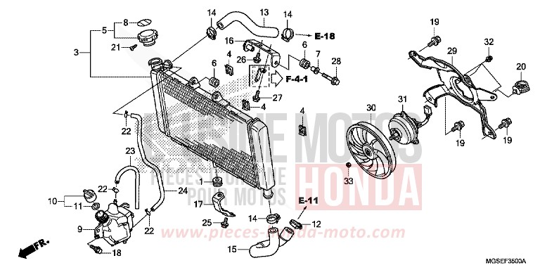 RADIATEUR von NC700S Schaltgetriebe GRAPHITE BLACK (NHB01) von 2013